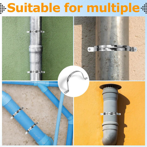 4 Inch Conduit Clamp Set 24 Pack With Screws Beefy Heavy Duty Stainless Steel U-Brackets For Rigid Pipe Support 2-Hole Strap Clamps Durable 304 Stainless Steel Hardware Easy Install For Piping Systems on installed pipes