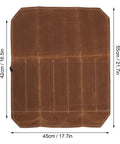 Seven Slot Waxed Canvas Chef Knife Roll Bag for outdoor camping, 7 compartments, flat view, dimensions shown