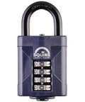 Beefy 4 Wheel Combination Padlock With Hardened Steel Shackle And Alloy Lock Body Weatherproof For Home Shed Gate Boat Garage Corrosion Resistant Blue 2 Inch Dial System With Large Wheels And 10000 Possible Combinations
