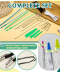 Drawstring Threader Tool Set 16 Piece Kit With Loop Turners Tweezers Elastic Threaders For Jackets Pants Hoodies Sportswear And Hats Pro Grade Durable Tools By Fedmut displayed on a table