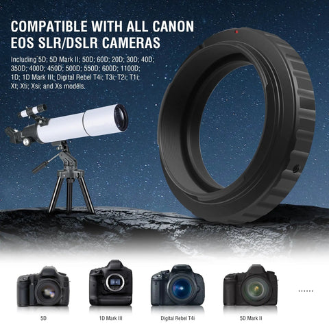 T2 T Ring Camera Adapter For Canon EOS SLR DSLR Cameras And Telescopes Metal Photo Adapter near telescope and camera models