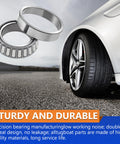 Car tire and precision bearing showcasing the Three Piece Front Wheel Bearing Hub Assembly Replacement Kit For Nissan Frontier 1998 1999 2000 2001 2002 2003 2004 2.4L RWD Durable Sealed Bearings Ready To Install For A Smooth Ride And Long Lasting Performance.