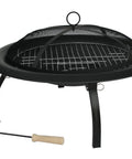 Portable Folding Fire Pit 29 Inch Round Steel Fire Bowl With Folding Legs Wood And Cookout Grate Heat Resistant Mesh Screen