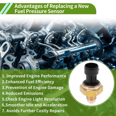 Ford Diesel Fuel Injection Pressure Sensor For Navistar MaxxForce 2007 2010 Rail Pressure Sensor 6.4L Fits F250 F350 F450 F550 Super Duty OE 1846480C2 1 Pc Durable Replacement, black and brass sensor shown