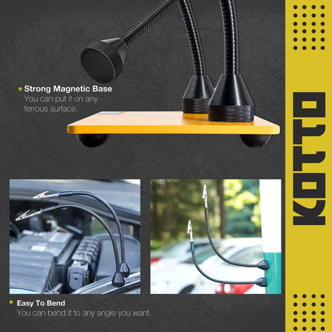2 Pack Magnetic Flexible Gooseneck Metal Arms With Alligator Clips For Helping Hands Third Hand Tool shown with yellow base and clamps