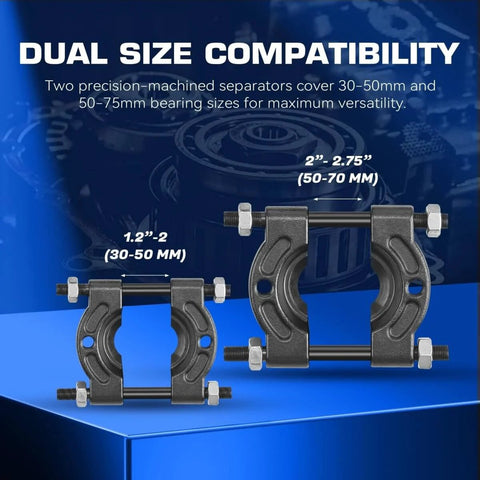 Two bearing separator jaws of 12 Piece Bearing Puller Set Workhorse Pro 5 Ton Capacity With 2 Inch And 3 Inch Bearing Separator Jaws