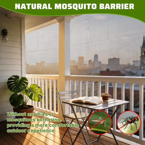 Ultra Fine Nano PP Garden Netting 10 X 20 Ft Birdproof Barrier Screen installed on patio, providing natural mosquito barrier.