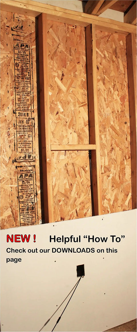 Unfinished wood wall with download instructions sign, supporting Installer Drill Bit One Half Inch By Thirty Six Inch, Heavy Duty.
