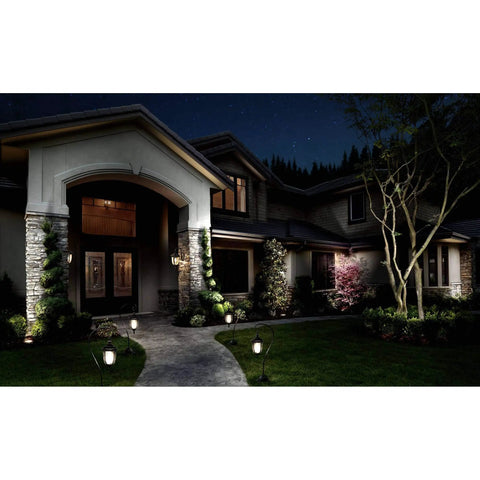 Landscape with Down Accent Light 1 Light 12V Low Voltage For Wet Locations by house entrance at night