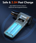 Powerful Electric Air Duster with 200000 RPM core motor, fast charging, and LED display showcasing compact design and battery