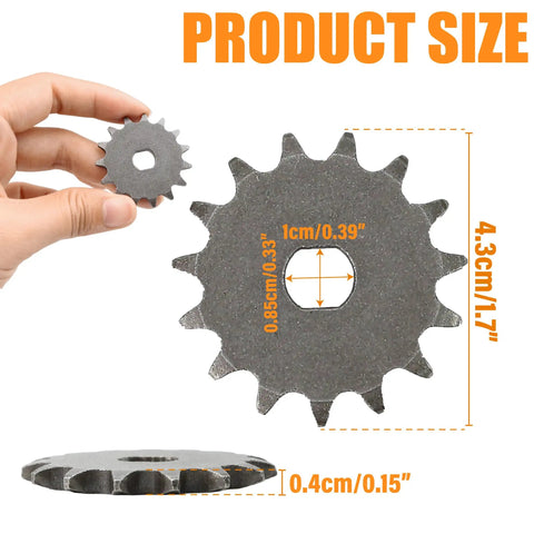 15 Tooth T8F Sprocket For 10mm Shaft Electric Scooters And Mini Bikes, Heavy-Duty Metal Chain Wheel Replacement, 15T Gear Fits 500W-1000W Motors, Go-Kart And ATV Use