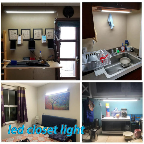 Plug In Ceiling Light Bar Two Foot LED Tube 5000K Daylight Bright Linkable Garage Fixture 18W No Flicker No Buzz in various rooms