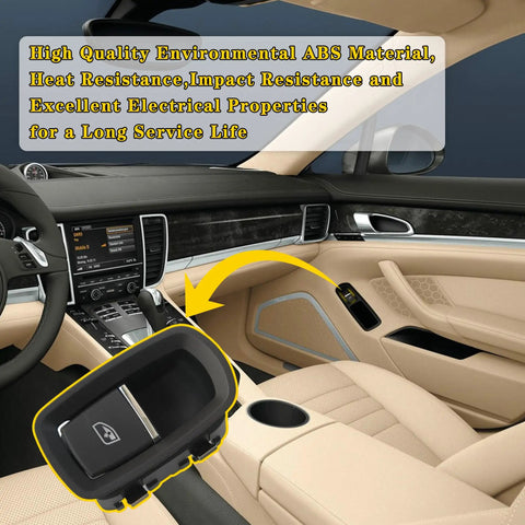 Plug And Play Drop In Passenger Side Power Window Switch Replacement For Porsche Cayenne 2011 2017 Panamera 2010 2016 Macan 2014 2024 OEM Style Button Assembly With OE Part Number 7PP959855BDML inside car interior