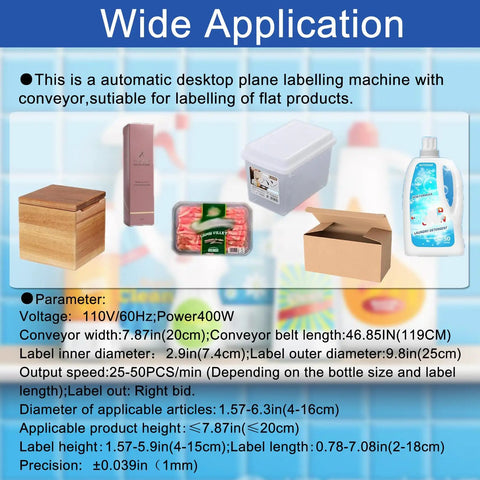 Badass Precision Alignment Adjustable Handles Desktop Automatic Flat Bottle Labeling Machine With Heavy Duty Conveyor Belt 110v Electric Label Applicator For Zero Headache Production Work with various labeled products