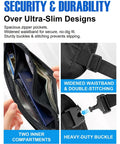 Open Travel Money Belt With RFID Blocking showing interior pockets, passport, and heavy-duty buckle