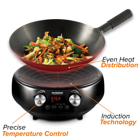 Induction Wok That Lets You Dial In Temp From 100°F To 575°F In 5° Increments For Wok Hei Flavor And Charred Aroma, 14-Inch Carbon Steel Wok Included