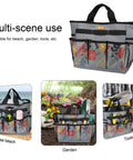 Floral Garden Tool Tote Organizer Bag With 8 Roomy Pockets, Durable 600D Oxford Exterior, Reinforced Bottom For Upright Stability