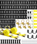 Complete Built Tough E Track Tie Down Rail Kit 88 Piece Set For Garages Vans Trailers And Motorcycles With 6 Rails and Accessories