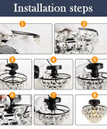 Installation steps for Crystal Chandelier Semi Flush Mount Ceiling Light in Oil Rubbed Bronze, Mini E26 Fixture