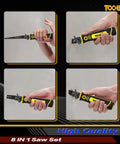 TOOLAN 8-in-1 multi-blade hand saw with yellow/black handle and quick-change blades for drywall and wood