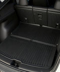 Rear trunk view of Tesla Model Y Juniper All Weather Floor Mats And Cargo Liners 9 Piece CabinProtect Pro Kit for rugged use.