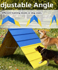Dog Agility A Frame For Large Dogs 82 By 23 Inches Adjustable Foldable Training Ramp in use outdoors with dogs.