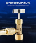 R134a Can Tap Puncture Style Refrigerant Dispenser With Tank Adapter For Quarter Inch And Half Inch Hoses detail view