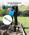 Using Earth Auger Drill Bit Adapter For 327687-6 Ground Drill System DDG460 in garden bed setup, showing secure connection.