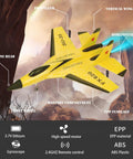 Beginner Friendly 2CH RC Plane Ready To Fly Hobby Glider With Luminous Yellow Strip Lightweight EPP Foam Easy Ground Roll Or Gentle Throw Takeoff Durable RC Aircraft For Beginners in flight with labeled parts