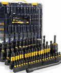 Game Changer 80 Piece Magnetic Nut Driver And Impact Socket Set Made From Tough S2 Chrome Vanadium Steel Includes Metric And SAE Sizes laid out in a clear carry case.