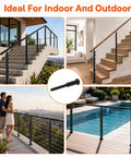 Kickass 20 Piece Hella Durable 1/8 Inch Black T316 Stainless Steel Invisible Cable Railing Kit With Tight Hidden Brackets for modern stairway and patio railings.