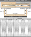 Diagram showing how to choose drawer slide size with measurements for Heavy Duty Drawer Slides 51mm Wide With 68kg Capacity And Locking Mechanism Side Mount Runners 400mm Tracks For Smooth Gliding Built To Last Cabinets And Furniture Precision Ball Bearings For Quiet Easy Access.