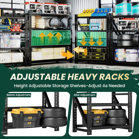 Heavy Duty Garage Storage Shelves With 8000 Lbs Capacity 79 Inch Wide Four Tier Industrial Metal Shelving for equipment storage
