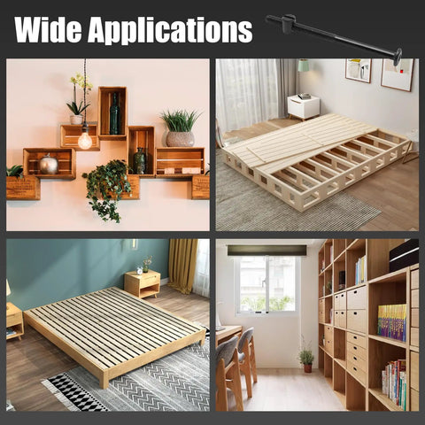 Toughest M6 X 100MM Black Allen Bunk Bed Bolts With Barrel Nuts And Hex Wrench Includes Twelve Heavy Duty Furniture Fasteners shown in various furniture settings.