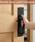 Heavy Duty Thumb Latch Self Locking Gate Latch For Wooden And Vinyl Fences 9 Inch Handle in use on wooden gate.
