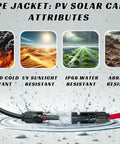 Heavy Duty 10 AWG PV Solar Extension Cable Pair, 15 Ft Black And 15 Ft Red, UL4703 600V, Pure Copper Conductors