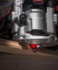 Radius Rounding Over Router Bit With 1/2 Inch Shank, 1-1/2 Inch Radius in action on wood edge, CNC setup