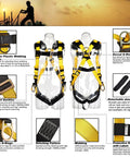 3D Ring Full Body Fall Protection Safety Harness For Job Sites, ANSI/ASSE Z359.11-2021 Compliant features and components