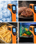 Non Contact Infrared Thermometer Gun For Cooking And BBQ With Backlight - Laser Temperature Gun For Grilling, Pizza Oven, And Smoker, Reads -58F To 712F, Handheld, Emissivity Adjustable 0.1-1.0, Not For Human Use, orange handheld device
