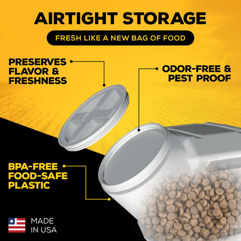Air Tight Pet Food Storage Canister With Gamma Seal Lid, Pest Proof Kibble Keeper For Dog And Cat, BPA-free plastic