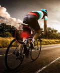 Cyclist using 4 Pack Bike Spoke Reflectors For Front And Rear, Red And White Safety Reflectors For Handlebar And Seatpost, high visibility gear