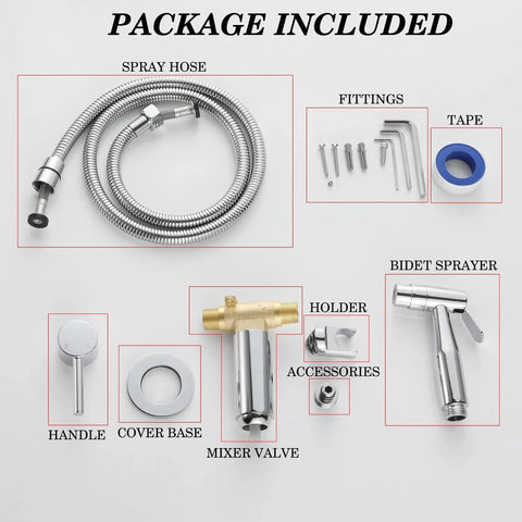 Stainless Steel Handheld Bidet Sprayer For Toilet With Warm Water, Brass Hot And Cold Mixing Valve package contents