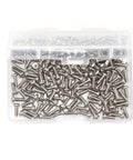 Premium 304 Stainless Steel Phillips Pan Head Machine Screws 2 56 X 1 8 Inch 100 Count in clear storage box.