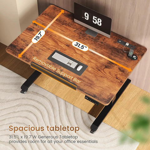 Top Tier Electric Standing Desk With Smooth Height Adjustments And Full 180 Degree Tilting Surface For Sketching Or Computer Sessions Built With Reliable Rolling Casters For Instant Relocation, featuring 31.5"x19.7" tabletop.