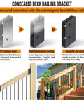 Heavy Duty Stainless Steel Deck Railing Brackets And Connectors For Standard 2X4 Wood Posts Adjustable Stair Angle Mounts with black and silver finishes.