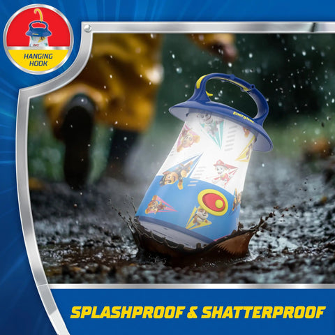Paw Patrol LED Light Gift Set, Flashlight, Lantern, And Bike Light Bundle For Kids in a puddle with splash-proof design