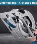 5 Inch Cordless Circular Saw Kit With Brushless Motor 6000 RPM showing the widened and thickened base for stability.