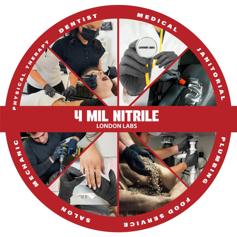 Built To Last Heavy Duty Black Nitrile Exam Gloves 4 Mil Thick Disposable And Powder Free Chemical Resistant Workhorse For Medical Emt And Mechanic Jobs Bulk Case Of One Thousand Count in various professional settings.