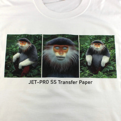 Jet Pro Soft Stretch Heat Transfer Paper For Inkjet Printers on white fabric with colorful wildlife image