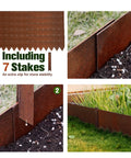 Pre Rusted Cor Ten Steel Landscape Edging Kit With No Dig Hammer In Lawn Border Heavy Duty Metal Edging Panels 40 Inch Long 6 Pack in garden setting